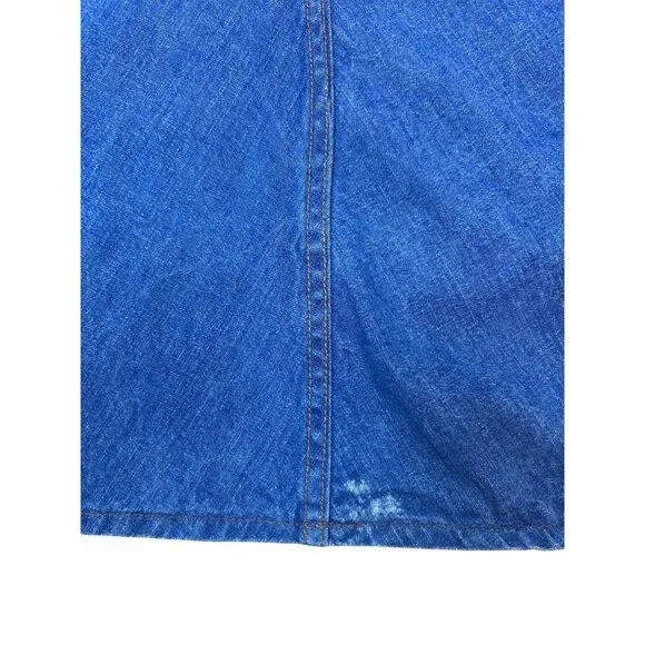 Vtg 70's Landlubber Denim Overall Pinafore Jumper Dress Rainbow Embroidery Retro - Picture 14 of 14